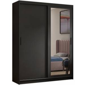 Szafa przesuwna 160 cm z lustrem HARRY garderoba czarna